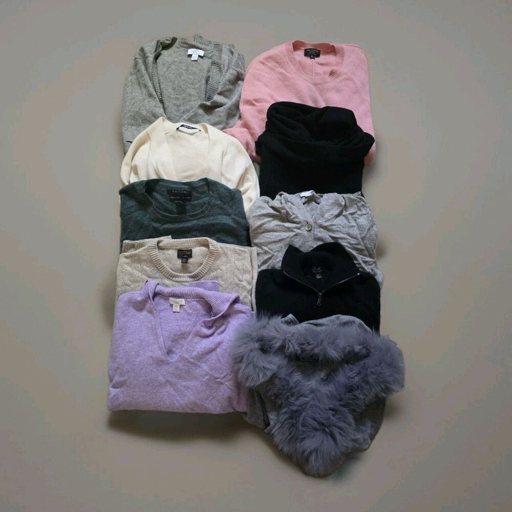 10x Cashmere Sweater Lot Mixed Brands Colors DAMAGED READ Craft Recycle Cutter